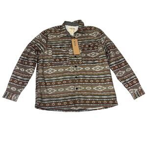 VSTR Premium Button Up Collared Fleece Lined Jacket Western Design Size XL